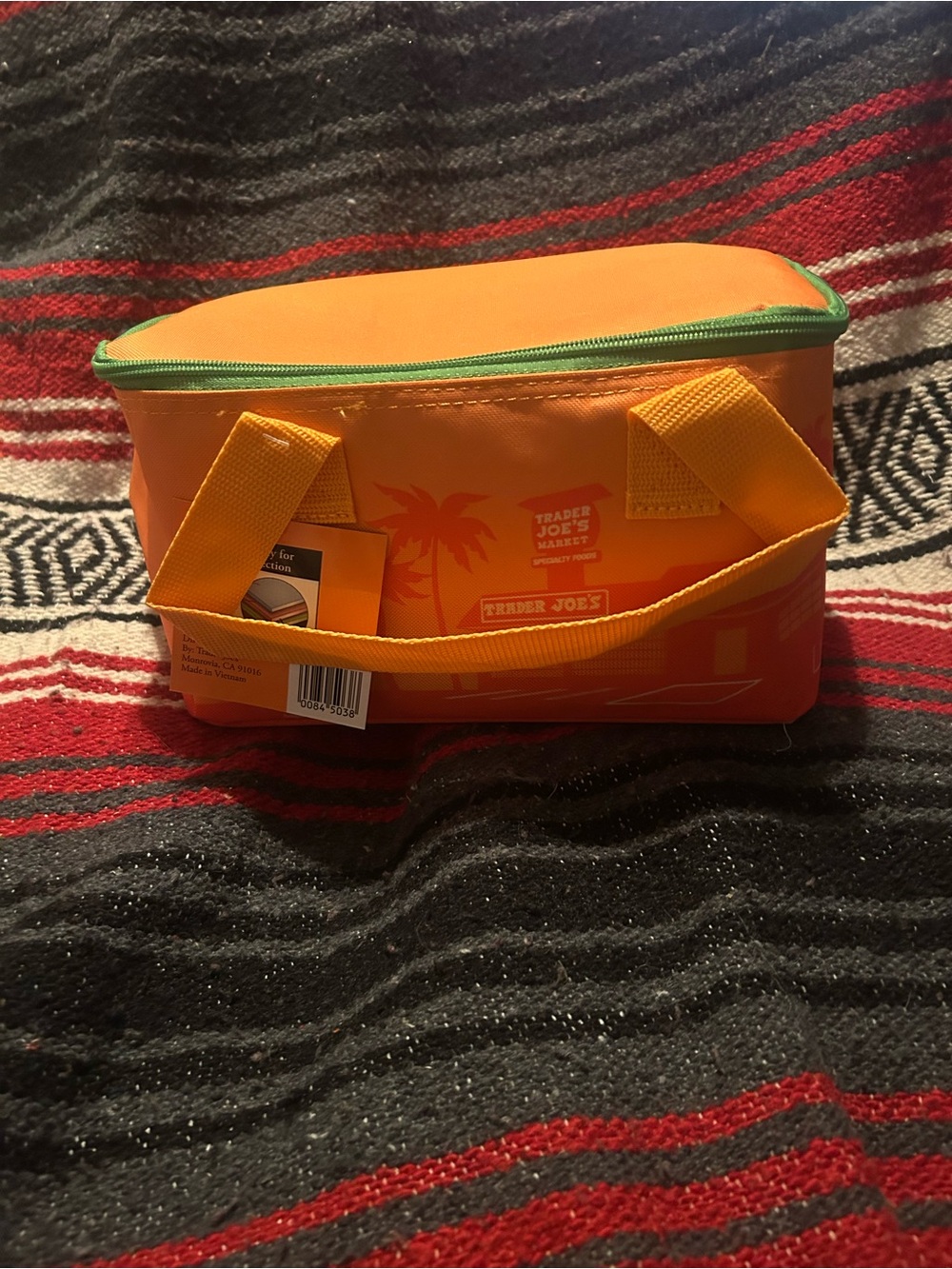 Trader Joe's Orange Insulated Lunch Bag with Green Trim